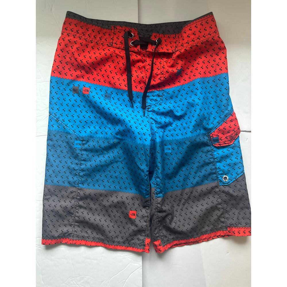 **SUMMER SALE** The North Face Boys Red and Blue Geometric Print Board Shorts
